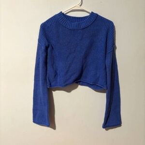 Wild Fable Cropped Blue Knit Sweater Size S